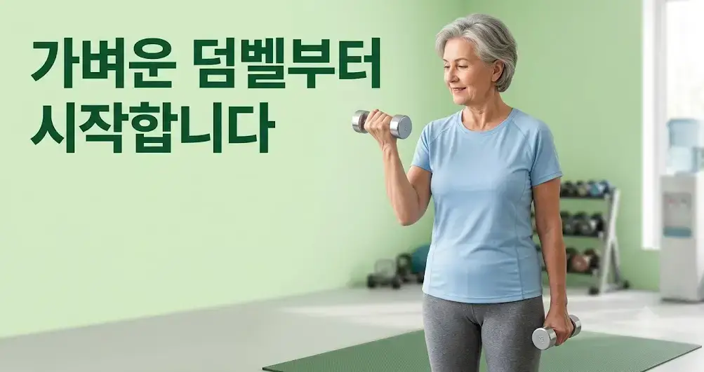 덤벨로 팔 힘 키우기